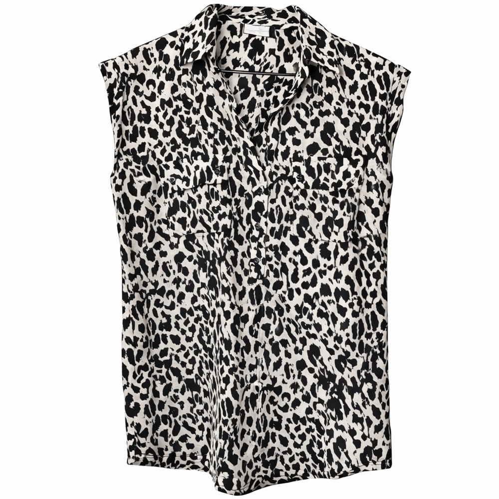 New York & Company Black and White Button Down Shirt (Inv #010)